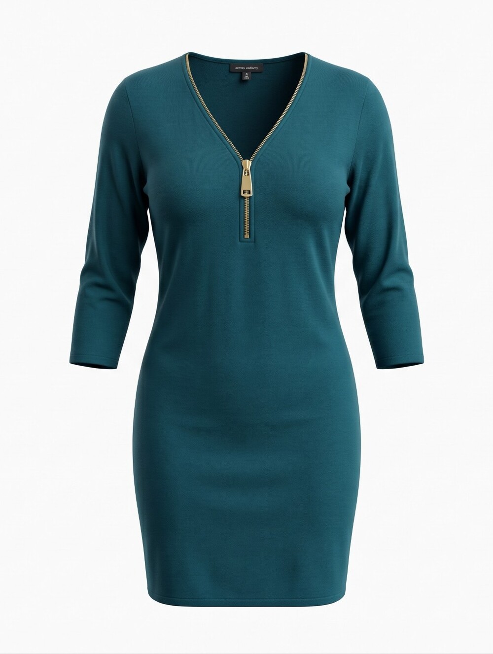 Allison Brittney Emerald Green Zip-Front Knit Midi Dress size XL